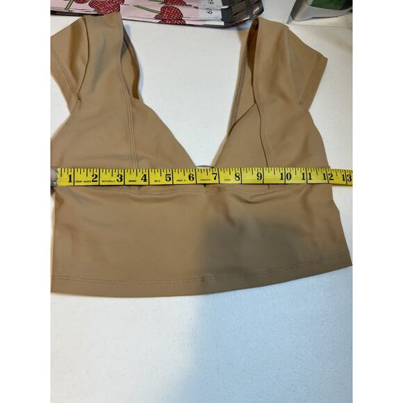 Free People XS Intimately Nude Cap Sleeve V-Neck Bralette Crop Free People Crop - Picture 12 of 12